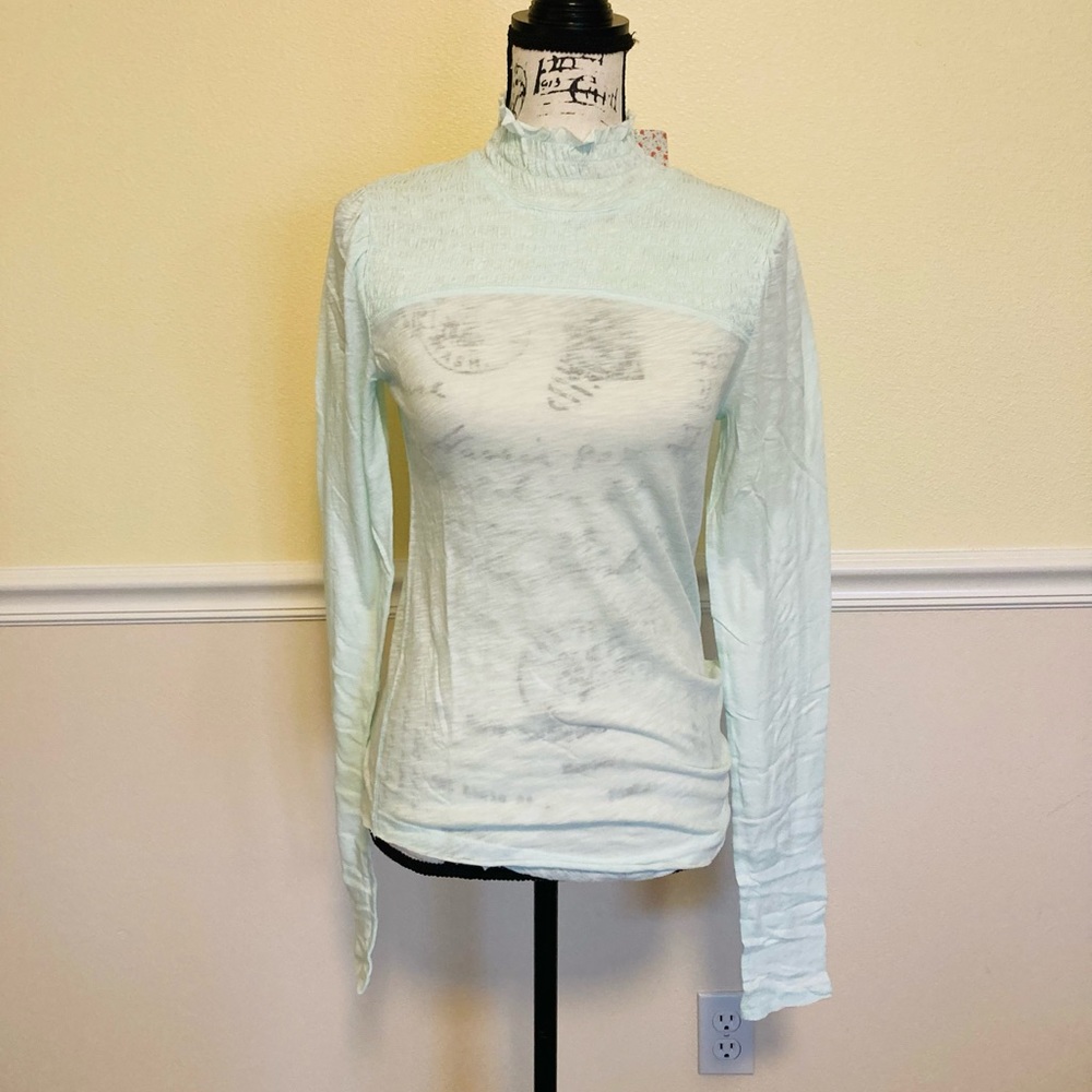 NWT FREE PEOPLE CAROLINE AQUA SLEEVE TOP